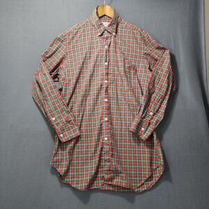 Vintage Mens Shirt Mel Gambert Medium Red Green Plaid Long Sleeve Button Up